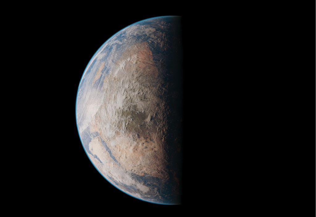 Image of the earth half in darkness