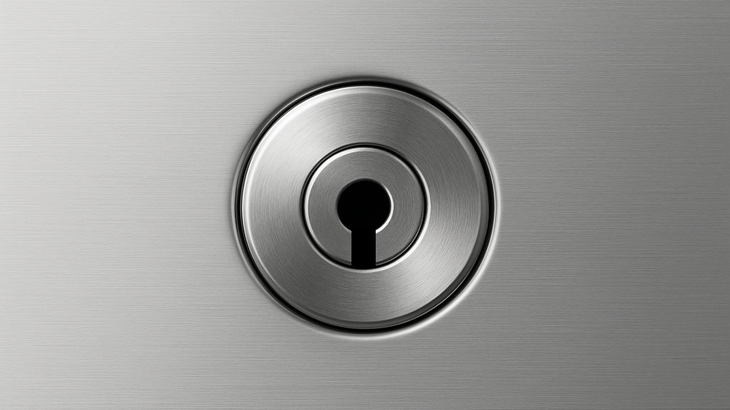 Close-up of stainless steel lock on outdoor fridge door, emphasising secure storage and tamper-proof design for commercial and residential use.