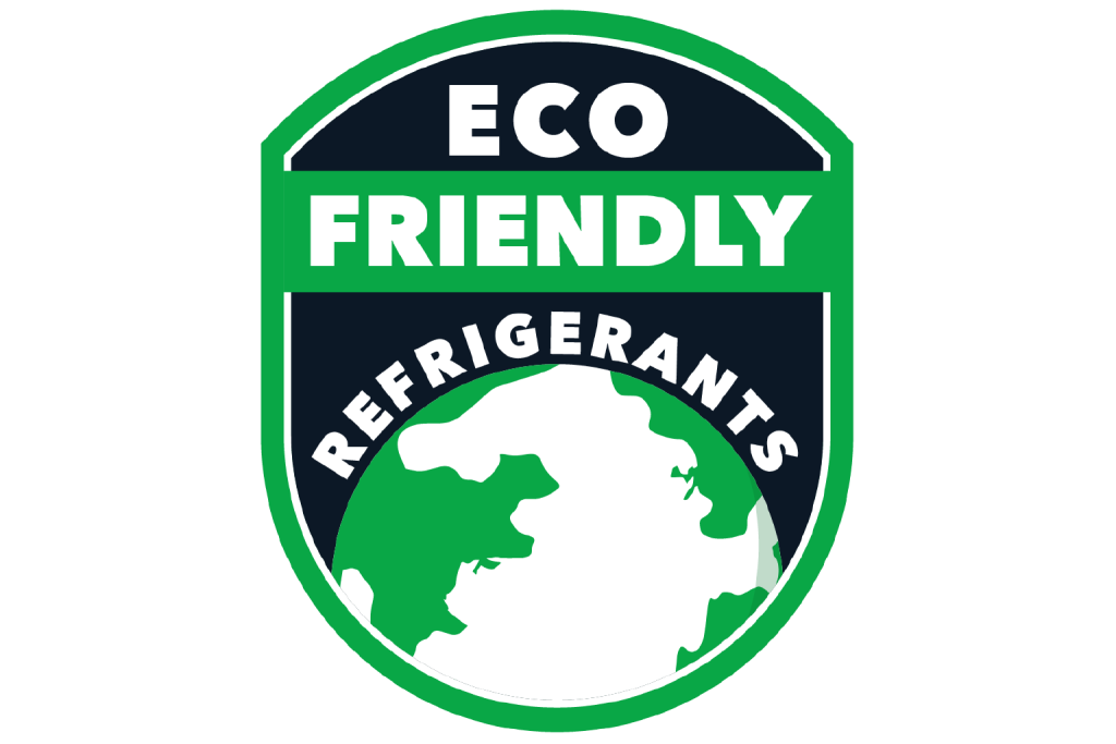 Eco-friendly refrigerants badge showing Husky Eco Upright fridges and freezers use natural refrigerants with low environmental impact.
