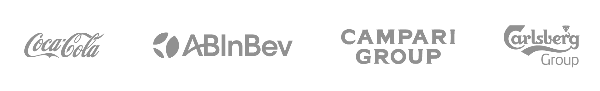 Logos of Coca-Cola, AB InBev, Campari Group and Carlsberg Group, brands that use branded fridges in retail and hospitality environments