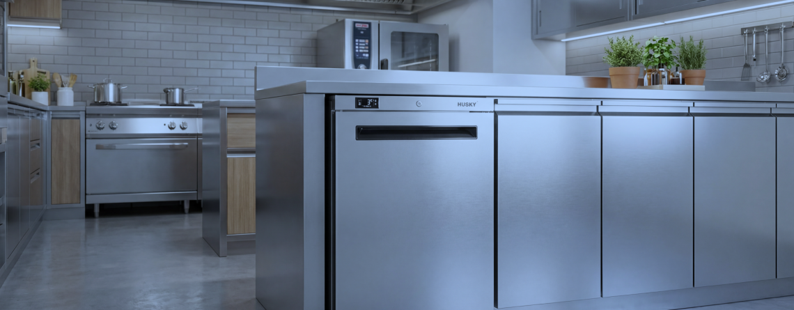 Optimal commercial fridge temperature shown on a professional undercounter fridge for food safety and energy efficiency