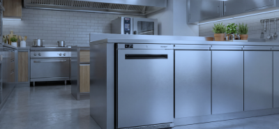 Optimal commercial fridge temperature shown on a professional undercounter fridge for food safety and energy efficiency