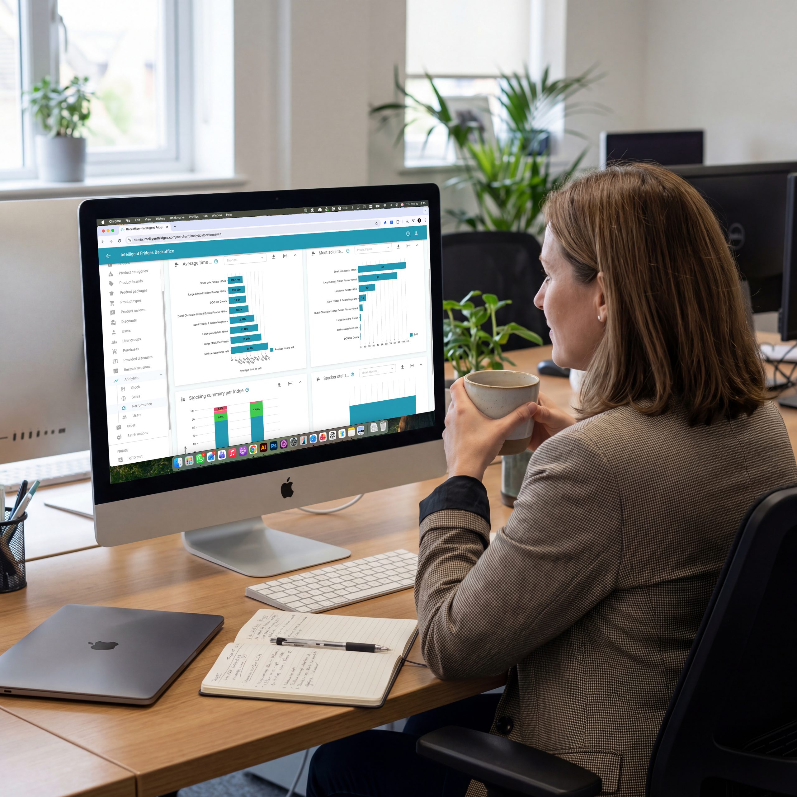 Computer showing the backoffice display