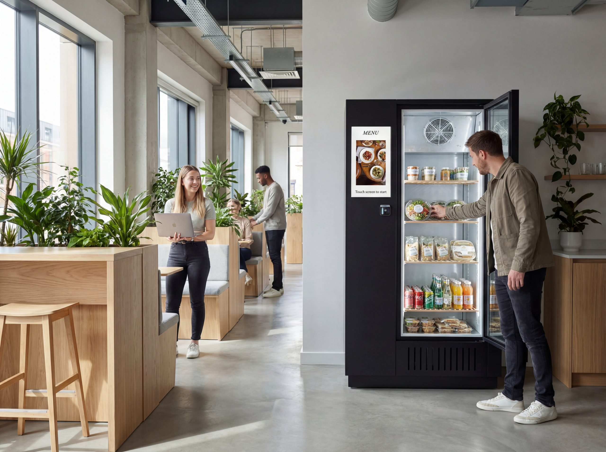 Someone collecting some food from the intelligent fridge
